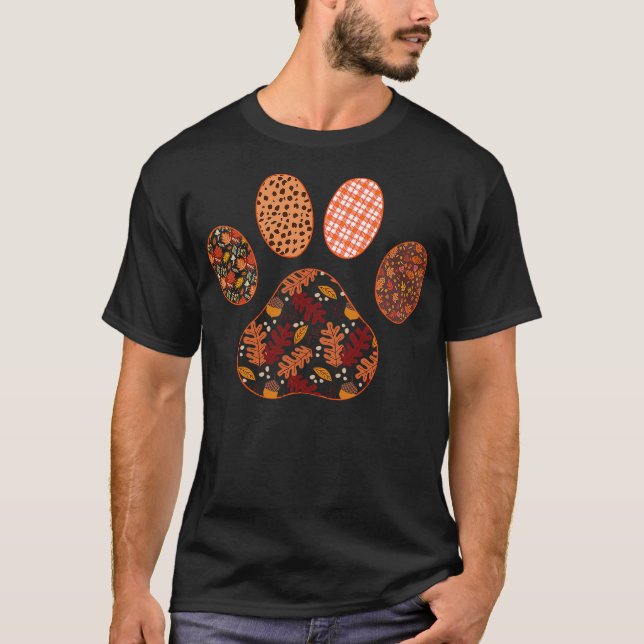 Paw Print Thanksgiving Dog Candy Fall Ghost T-Shirt (Front)