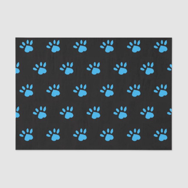 Paw Print Tissue Paper (Black & Blue) (Front)