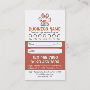 Paw print veterinarian appointment cards