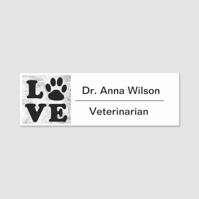 Paw Print Veterinarian Name Tag (Front)
