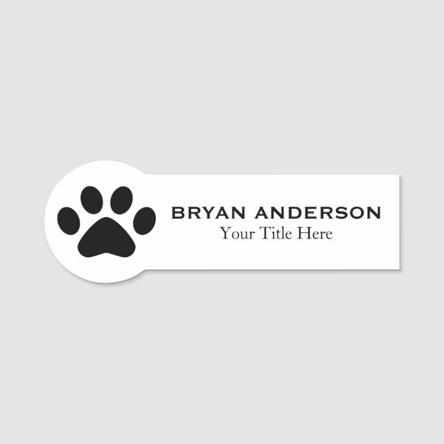 Paw Print Veterinarian Name Tag (Front)