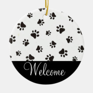 Paw Print Welcome Door Sign Ceramic Tree Decoration