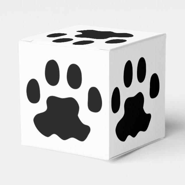 Paw Print White Favour Box (Front Side)