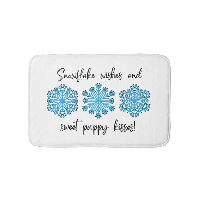 Paw Print Winter Snowflake Bath Mat (Front)