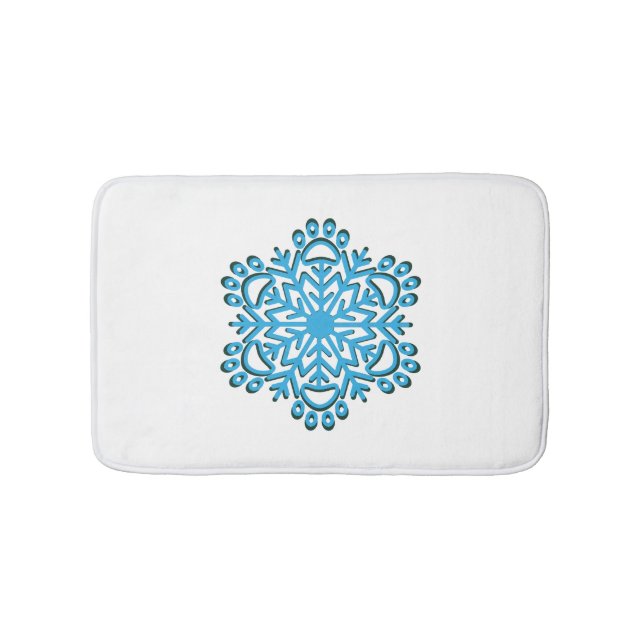 Paw Print Winter Snowflake Bath Mat (Front)