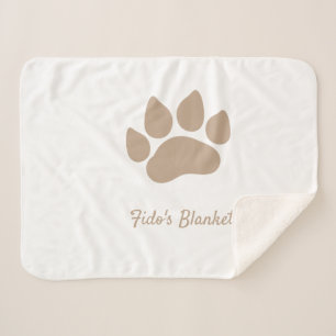 Paw Print with Dog's Name Customisable Sherpa Blanket