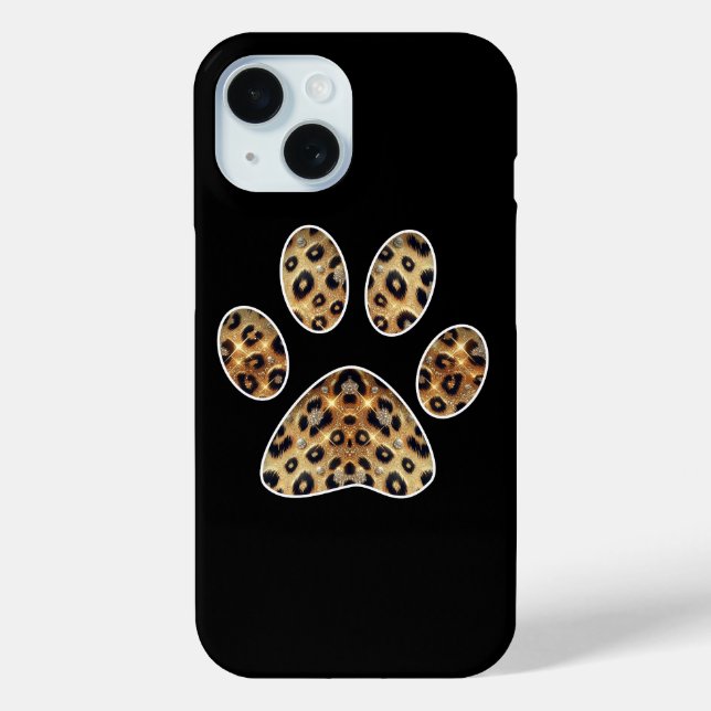 Paw Print with Gold & Black Leopard Sparkle  Case-Mate iPhone Case (Back)