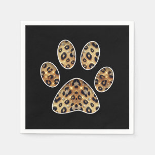Paw Print with Gold & Black Leopard Sparkle Napkin
