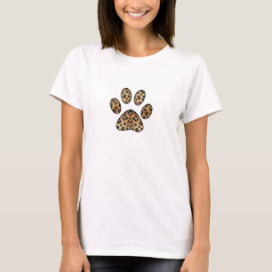 Paw Print with Gold & Black Leopard Sparkle  T-Shirt