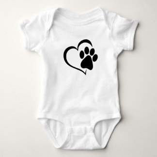 Paw Print with Heart Baby Bodysuit – Cute Pet Love