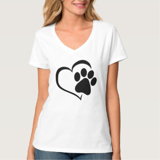 Paw Print with Heart Women’s Shirt – Cute Dog Love