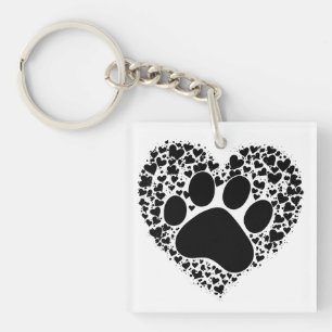 Paw Print with Hearts Key Ring