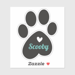 Paw Print With Upside Down Heart And Name