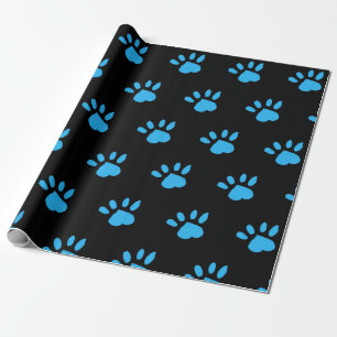 Paw Print Wrapping Paper (Black & Blue)