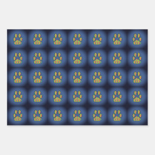 Paw Print Wrapping Paper Sheet