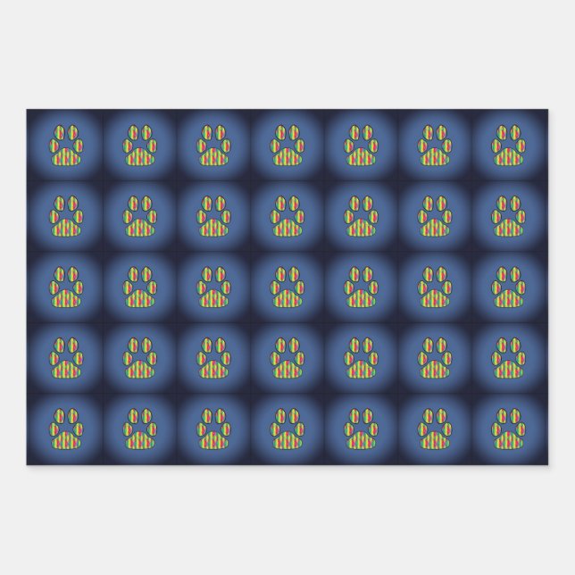 Paw Print  Wrapping Paper Sheet (Front)