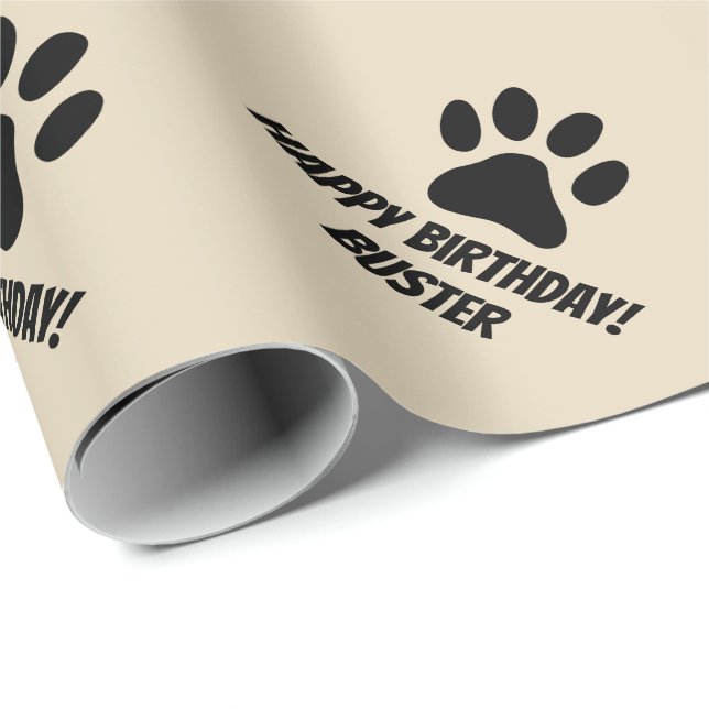 Paw print wrapping paper with name for pet animal (Roll Corner)