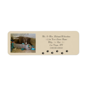 Paw Prints Add Photo Tan Return Address Labels