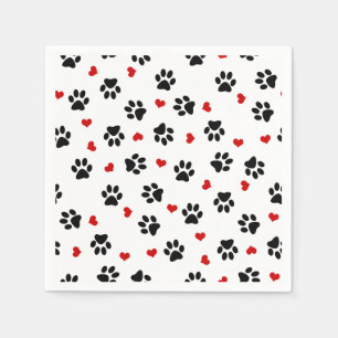 Paw Prints and Hearts Napkin