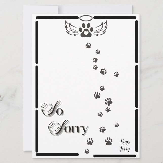 Paw Prints Angel Wings Design Holiday Card (Front)