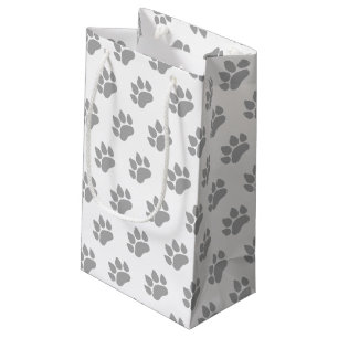 Paw Prints Black Prints on White Backdrop Small Gift Bag