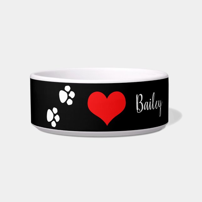 Paw Prints Black White Red Cute Monograms Gift Bowl (Front)