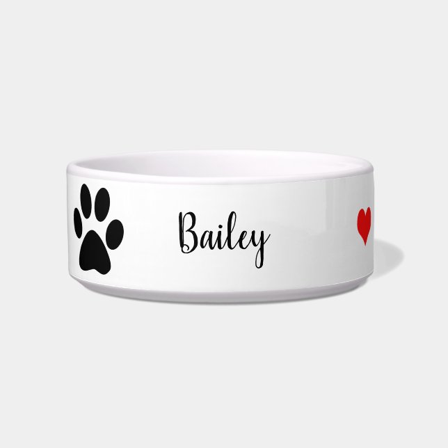 Paw Prints Black White Red Cute Monograms Gift Bowl (Front)