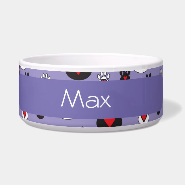 Paw Prints blue red heart name (Front)