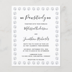 Paw Prints Budget Wedding Invitation Postcard