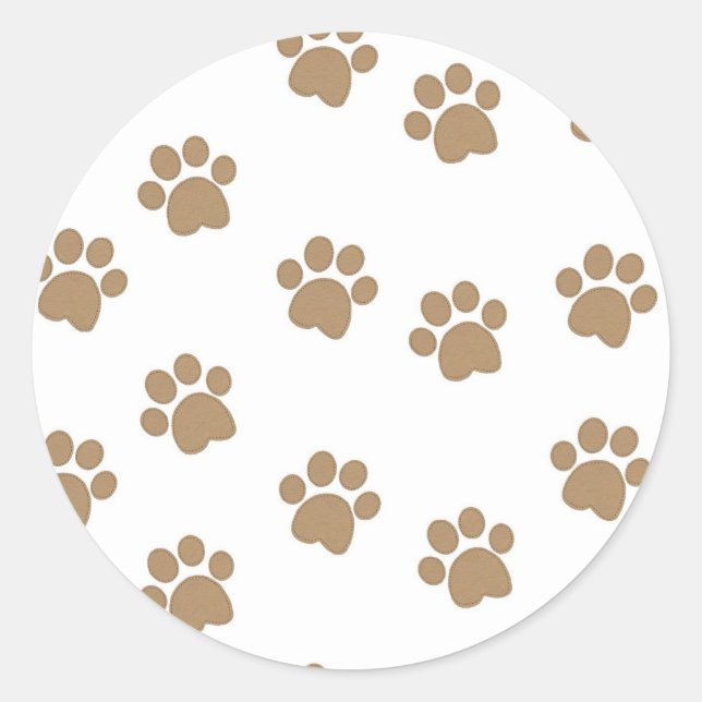 Paw Prints Classic Round Sticker (Front)