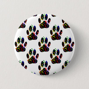 Paw Prints Confetti And Party Streamer Pattern 6 Cm Round Badge