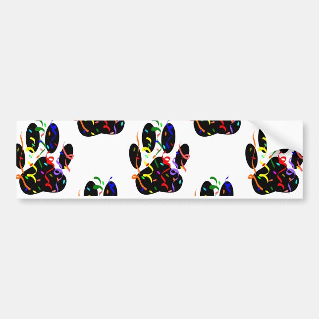 Paw Prints Confetti And Party Streamer Pattern Bumper Sticker (Front)