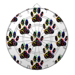 Paw Prints Confetti And Party Streamer Pattern Dartboard