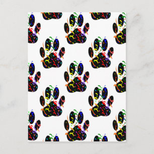 Paw Prints Confetti And Party Streamer Pattern Invitation Postcard