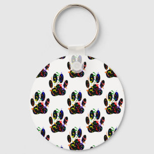 Paw Prints Confetti And Party Streamer Pattern Key Ring