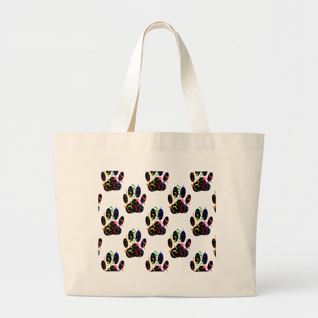 Paw Prints Confetti And Party Streamer Pattern Large Tote Bag (Front)