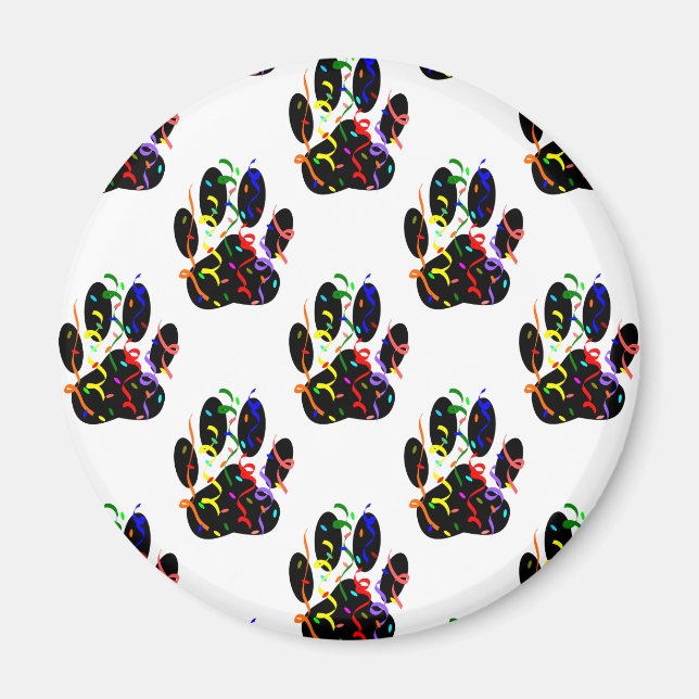 Paw Prints Confetti And Party Streamer Pattern Magnet (Front)