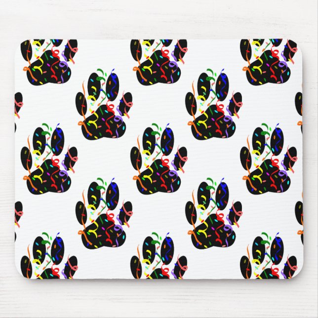 Paw Prints Confetti And Party Streamer Pattern Mouse Mat (Front)