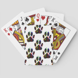 Paw Prints Confetti And Party Streamer Pattern Playing Cards
