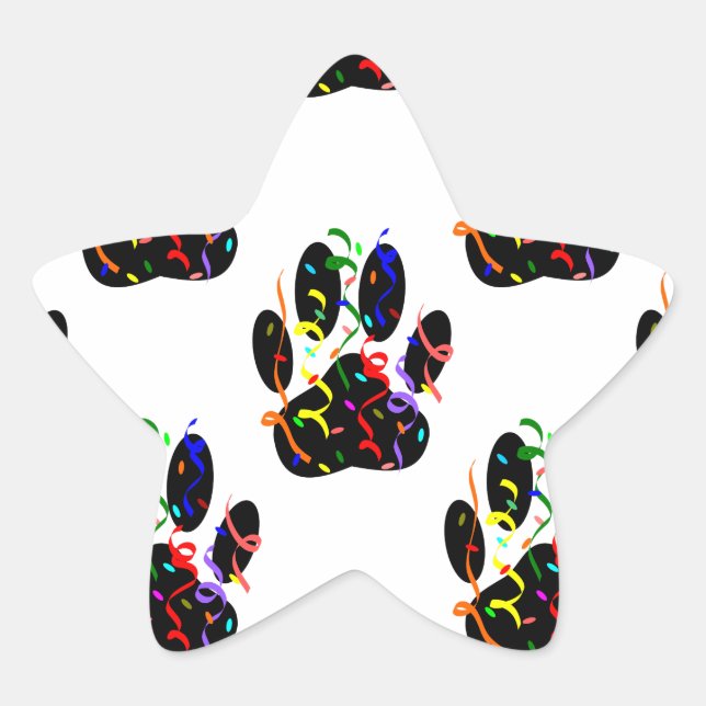 Paw Prints Confetti And Party Streamer Pattern Star Sticker (Front)