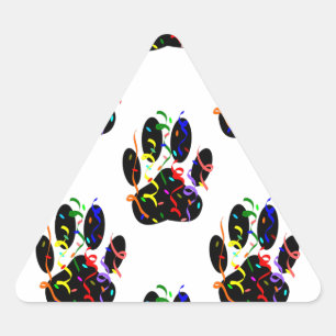 Paw Prints Confetti And Party Streamer Pattern Triangle Sticker
