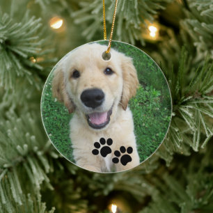 Paw Prints Custom Pet Photo Ceram Ceramic Tree Decoration