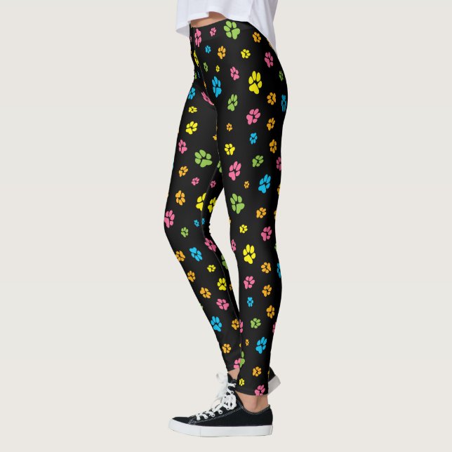 Paw prints Cute colourful Pattern Dog lovers Leggings (Left)