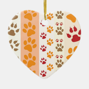 Paw Prints cute Dog Lovers Ceramic Tree Decoration