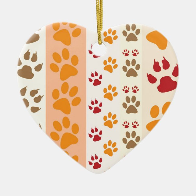 Paw Prints cute Dog Lovers Ceramic Tree Decoration (Front)