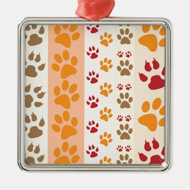 Paw Prints cute Dog Lovers Metal Tree Decoration (Front)