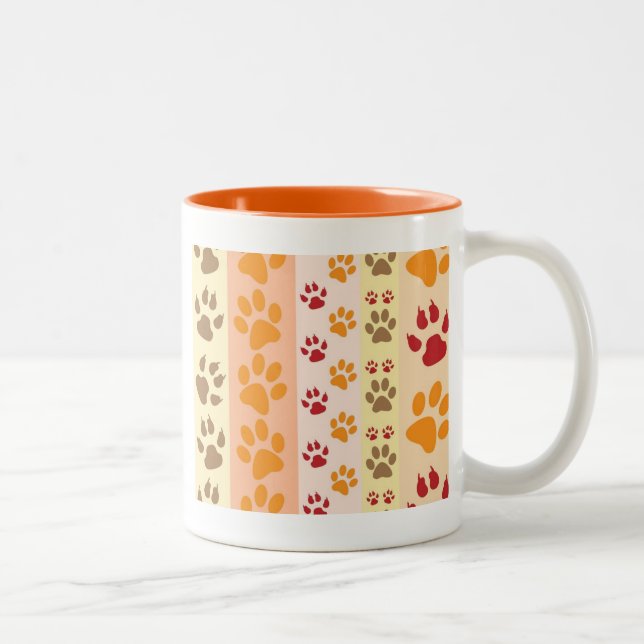 Paw Prints cute Dog Lovers Two-Tone Coffee Mug (Right)