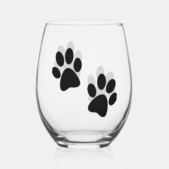 Paw Prints Design Thermal Wine Glass (Front)
