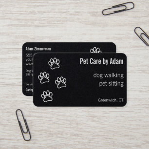 Paw Prints Dog Walker Pet Sitter Premium Black Business Card