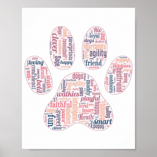 paw prints dog wordcloud (Front)